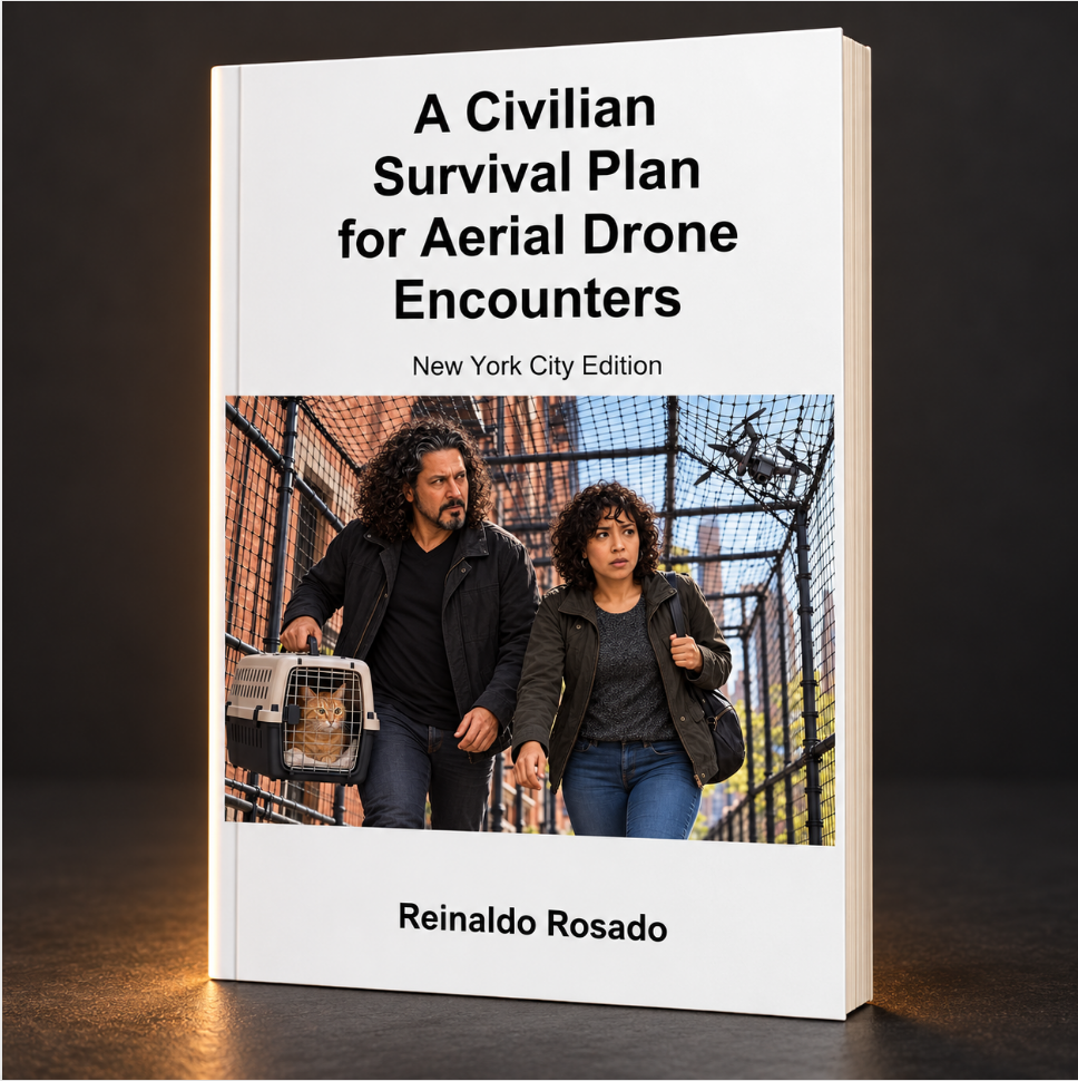 A Civilian Survival Plan for Aerial Drone Encounters promotional 3D book mockup